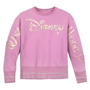 Disney World 50th EARidescent Pink Sweatshirt Women’s XS Metallic Logo Pullover
